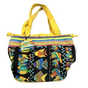 Laurel Burch Fish Embroidered Drawstring Bag